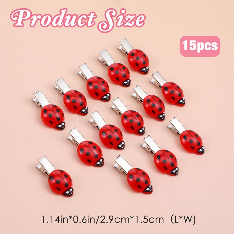 DOPENSPI 15PCS Ladybug Hair Clips, Fun Insect Bug Hair Clips Cute Lady Bug Barrettes Whimsical Accessories Small Red Lady Bugs Hairs Accessories for Women Girls All HairType Cosplay Themed Party - Image 3